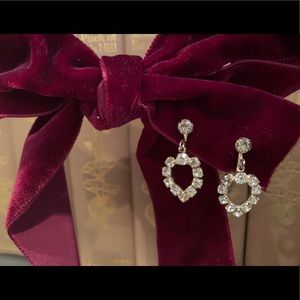 Vintage Diamanté Heart Earrings